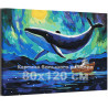 Кит в северном море Пейзаж Корабль Животные Природа Лодка Интерьерная 80х120 Раскраска картина по номерам на холсте
