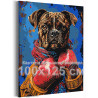 Портрет собаки боксера на ринге Животные Мем Спорт Смешная 100х125 Раскраска картина по номерам на холсте