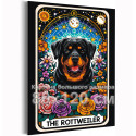Ротвейлер в цветах Таро Животные Собаки Щенки Эзотерика Звездное небо Луна Стильная 80х120 Раскраска картина по номерам на холсте