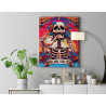 Скелет с льющимся чаем Таро Цветы Эзотерика Мем Чаепитие Яркая Плакат Для кухни 80х100 Раскраска картина по номерам на холсте с 