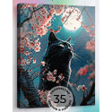 Черный кот при луне Алмазная вышивка мозаика на подрамнике Гранни