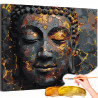 1_1 Голова Будды Скульптура Религия Буддизм Эстетика С золотом Интерьерная Раскраска картина по номерам на холсте