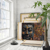  Лицо Будды Скульптура Религия Буддизм Эстетика С золотом Интерьерная Раскраска картина по номерам на холсте с металлической кра