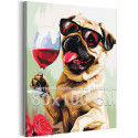 Стильный мопс с бокалом вина Животные Собаки Для кухни Мем 80х100 Раскраска картина по номерам на холсте с неоновыми красками