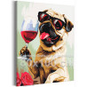 Стильный мопс с бокалом вина Животные Собаки Для кухни Мем 80х100 Раскраска картина по номерам на холсте с неоновыми красками