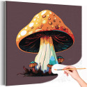 Яркие грибы Простая Стильная Интерьерная 40х40 Раскраска картина по номерам на холсте