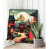 2 Домик в Китае Городской пейзаж Природа Рассвет Закат 80х80 Раскраска картина по номерам на холсте