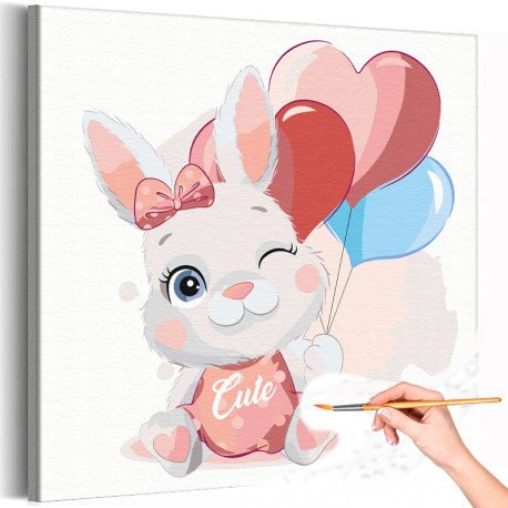 1 Милый кролик с воздушными шарами Коллекция Cute animals Животные Заяц Для детей Детские Для девочек Для мальчиков Раскраска ка