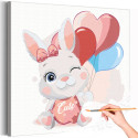Милый кролик с воздушными шарами Коллекция Cute animals Животные Заяц Для детей Детские Для девочек Для мальчиков Раскраска картина по номерам на холсте