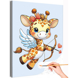 1 Влюбленный жираф ангел Животные Любовь Влюблен в тебя Романтика Для детей Детская Для девочки Раскраска картина по номерам на 