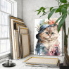4 Пушистая кошка с цветами Животные Коты Котята 80х100 Раскраска картина по номерам на холсте