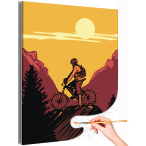 1 Человек в горах на велосипеде Люди Для мужчин Природа Пейзаж Спортсмен Раскраска картина по номерам на холсте
