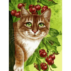 Кот на вишнёвом дереве (художник Ирина Гармашова) Раскраска картина по номерам на холсте Белоснежка