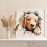 3 Щенок золотистого ретривера Животные Собака Лабрадор Голден 80х80 Раскраска картина по номерам на холсте