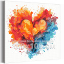 Пламенное сердце Любовь Страсть Романтика Абстракция 100х100 Раскраска картина по номерам на холсте