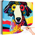 Портрет пуделя на ярком фоне Животные Собака Абстракция Для детей Детская Радужная Раскраска картина по номерам на холсте