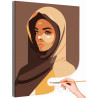 1 Портрет молодой восточной девушки Люди Женщина Простая Минимализм Интерьерная Раскраска картина по номерам на холсте