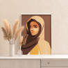 3 Портрет молодой восточной девушки Люди Женщина Простая Минимализм Интерьерная Раскраска картина по номерам на холсте