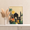 3 Луна над мечетью Закат Пейзаж Страны Минимализм Интерьерная 60х80 Раскраска картина по номерам на холсте