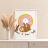 3 Ленивец с пончиком донатс Животные Еда Для детей Детские Раскраска картина по номерам на холсте