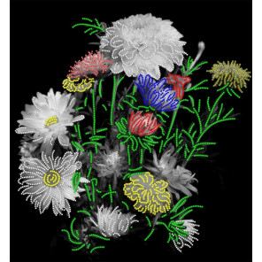  Цветы на чёрном фоне Канва с рисунком для вышивки бисером Вышиваем бисером ПР7
