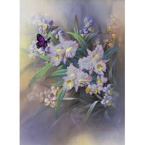  Бабочка на цветах Канва с рисунком для вышивки бисером Вышиваем бисером ПР33