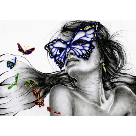  Бабочка-маска Канва с рисунком для вышивки бисером Вышиваем бисером ПР4