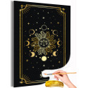Солнце Таро Черная Луна Звезды Эзотерика Зодиак С золотом Раскраска картина по номерам на холсте с металлической краской