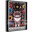 Британский кот в цветах Таро Животные Кошки Котики Котята Британец Эзотерика Звездное небо Луна Стильная 80х120 Раскраска картина по номерам на холсте