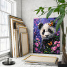 3 Маленькая панда с цветами и бабочками Животные Медведь Яркая 80х100 Раскраска картина по номерам на холсте
