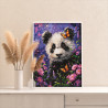 4 Маленькая панда с цветами и бабочками Животные Медведь Яркая 80х100 Раскраска картина по номерам на холсте
