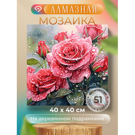  Снежные розы Алмазная вышивка мозаика на подрамнике Гранни AGP156