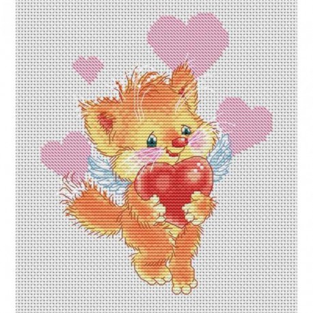 Котёнок с сердечком Набор для вышивания Белоснежка