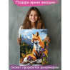 2 Лиса и ирисы на фоне гор Животные Лисичка Рыжая Пейзаж Природа Цветы Лес Раскраска картина по номерам на холсте