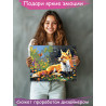 2 Лиса на поляне с цветами и бабочками Животные Лисичка Рыжая Яркая Природа Лето Раскраска картина по номерам на холсте
