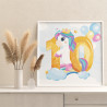 4 Радужный единорог с цифрой десять Коллекция Сute unicorn Праздник Для девочек Детские Для детей Небо Раскраска картина по номе
