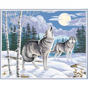 Вой волка в зимнем лесу 91004 Раскраска по номерам Dimensions 