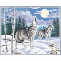 Вой волка в зимнем лесу Раскраска (картина) по номерам Dimensions