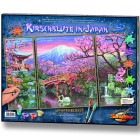 Внешний вид упаковки-коробки Цветущая вишня Триптих Раскраска по номерам акриловыми красками Schipper (Германия)
