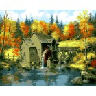 Водяная мельница Раскраска картина по номерам акриловыми красками на холсте