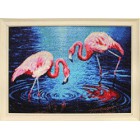 готовая работа Фламинго на озере Алмазная вышивка мозаика Гранни