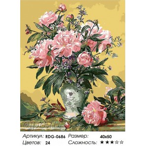 Количество цветов и сложность Великолепие пионов Раскраска картина по номерам акриловыми красками на холсте