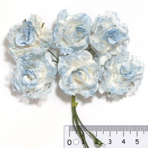 Голубые ажурные розы Цветы бумажные для скрапбукинга, кардмейкинга Stamperia