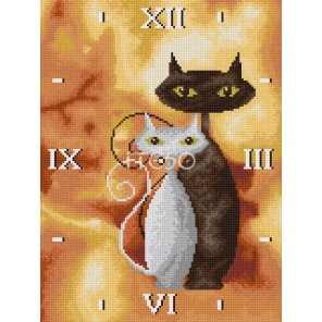 Влюбленные коты Часы Алмазные на подрамнике с полной выкладкой Iteso