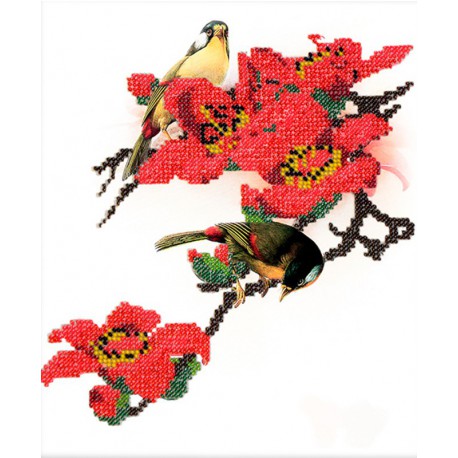 Птица в цветах Набор для частичной вышивки бисером Вышиваем бисером