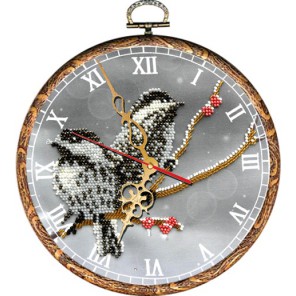 Часы Воробьи Набор с рамкой для частичной вышивки бисером Вышиваем бисером