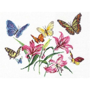 Лилии и бабочки Набор для вышивания Чудесная игла