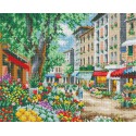 Цветочная улица Алмазная вышивка мозаика на подрамнике Белоснежка