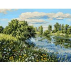 Летний день у реки Раскраска картина по номерам акриловыми красками на холсте Белоснежка