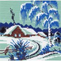 Зимнее утро Канва с рисунком для вышивки Матренин посад